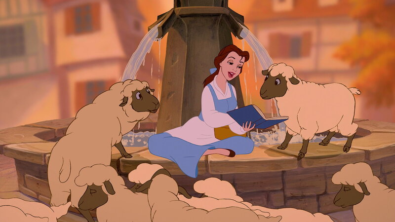 Belle Reading to Sheep