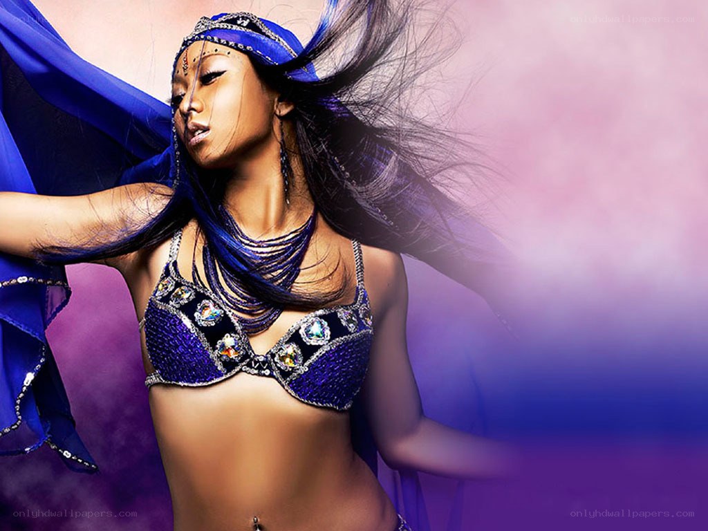 Belly dancer in blue costume
