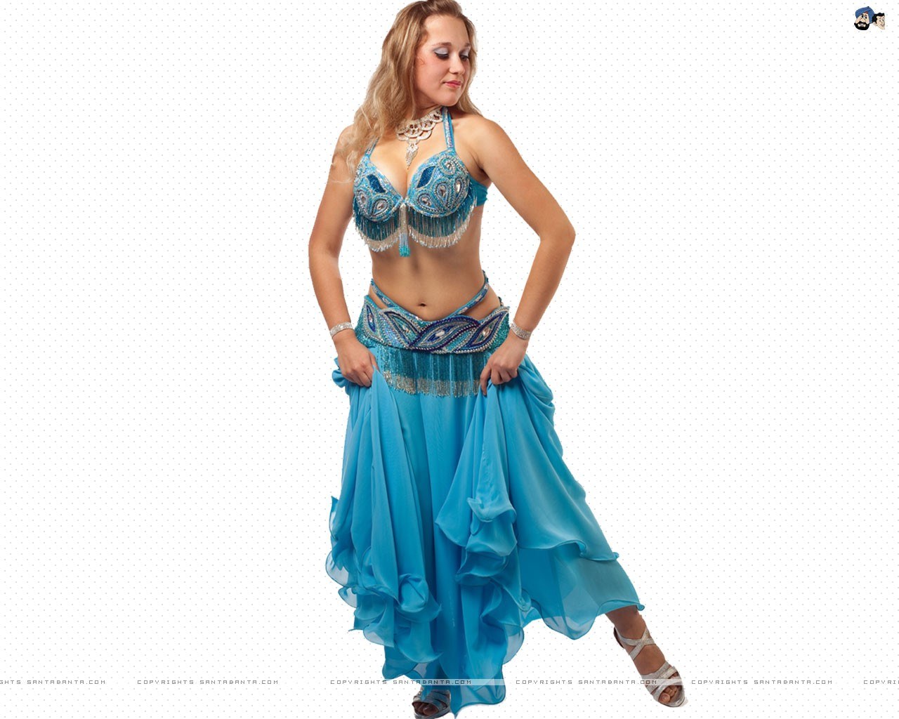 Belly dancer in blue costume