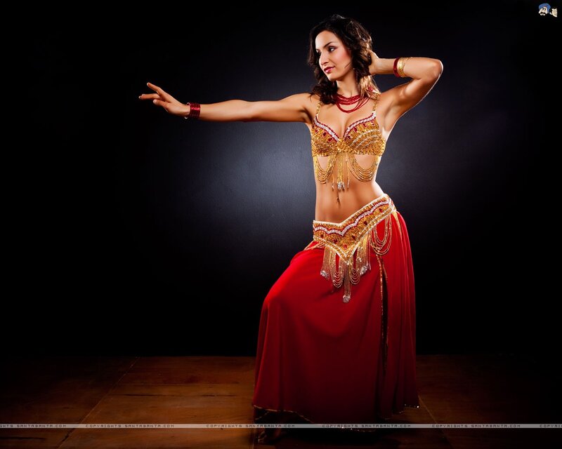 Belly dancer in red costume