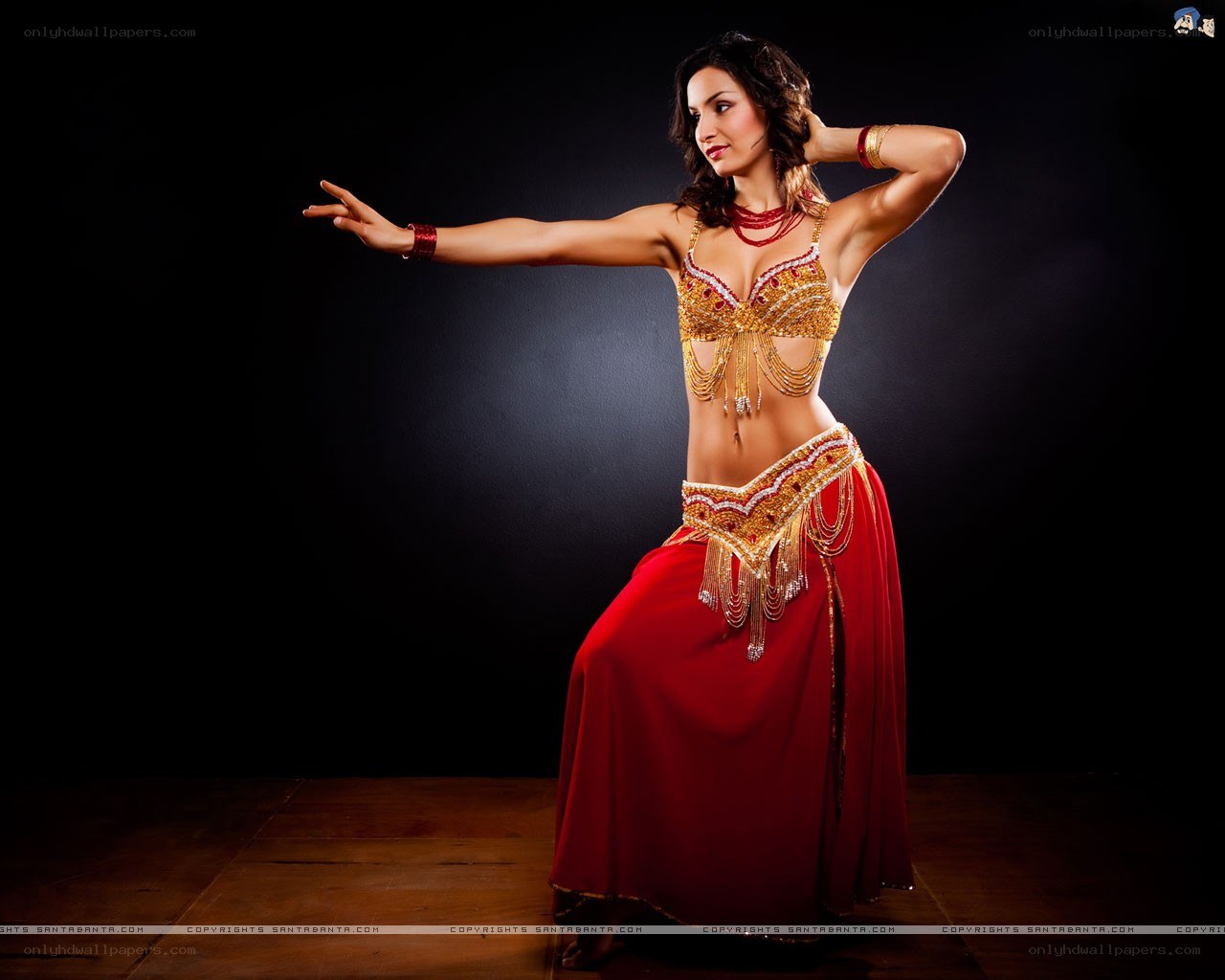 Belly dancer in red costume