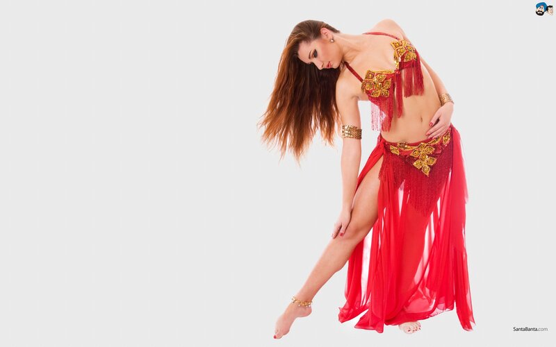 Belly dancer in red costume
