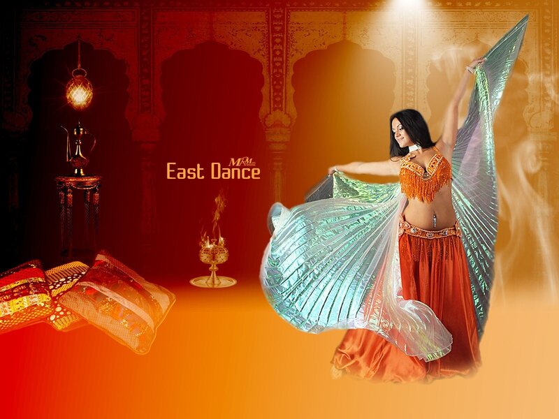 Belly dancer with fans