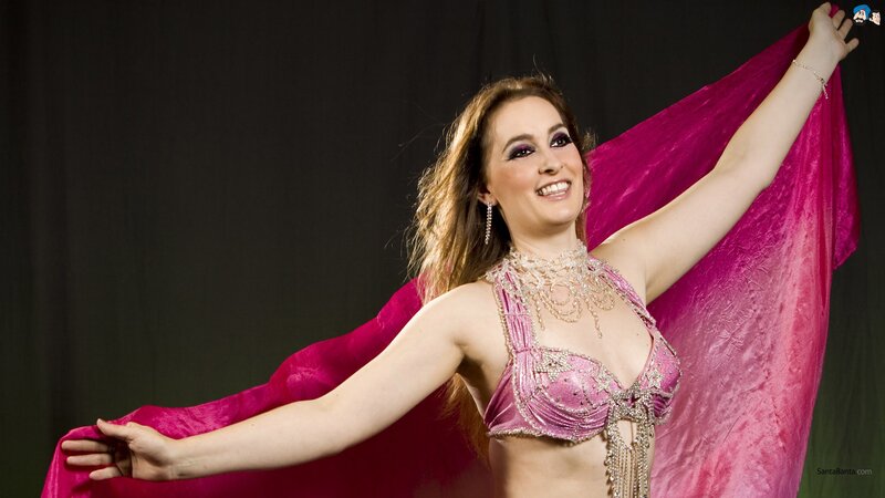 Belly dancer with pink veil
