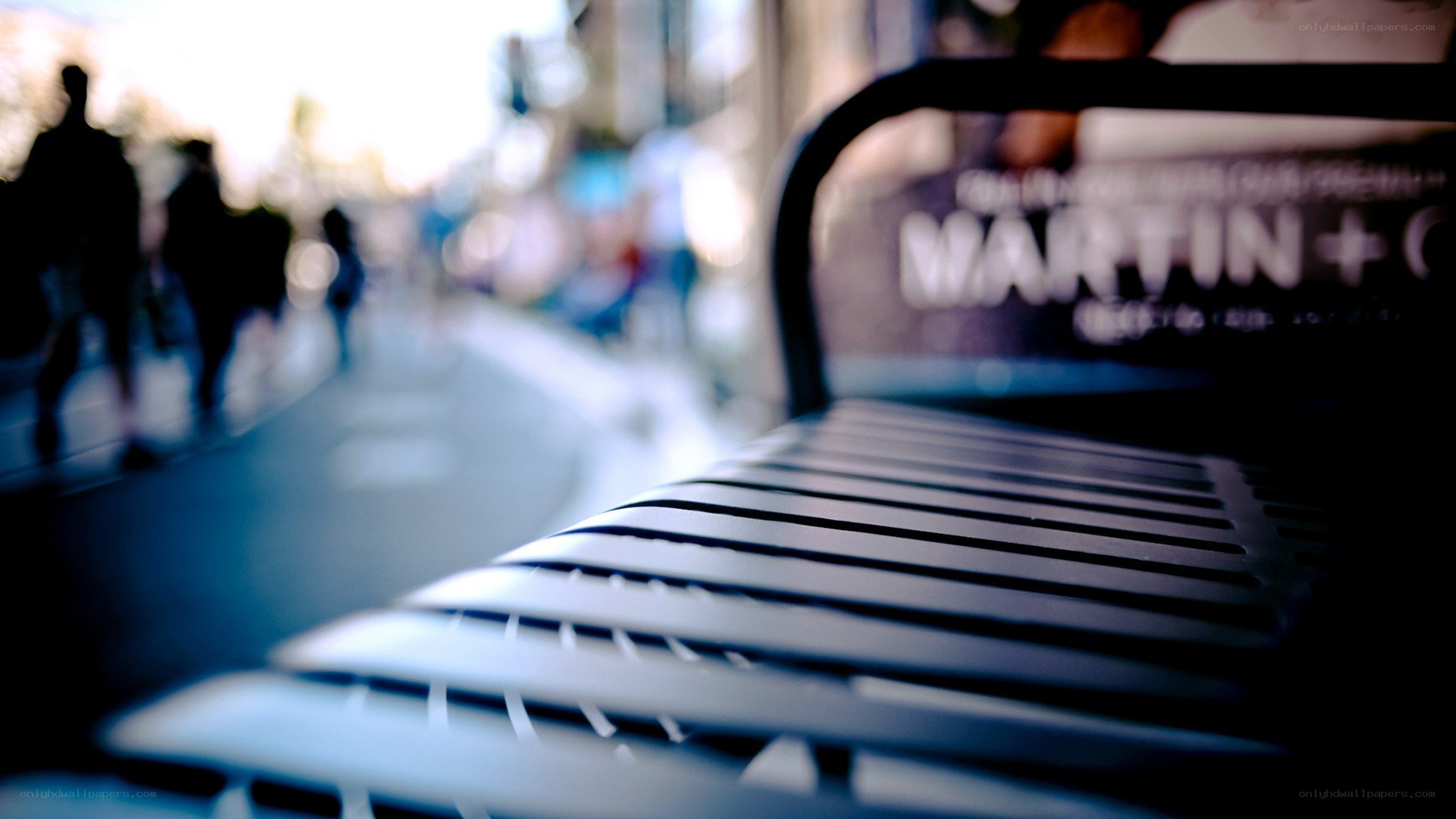 bench in city street