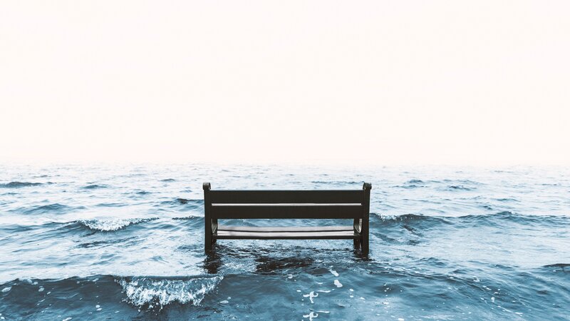 Bench in the ocean