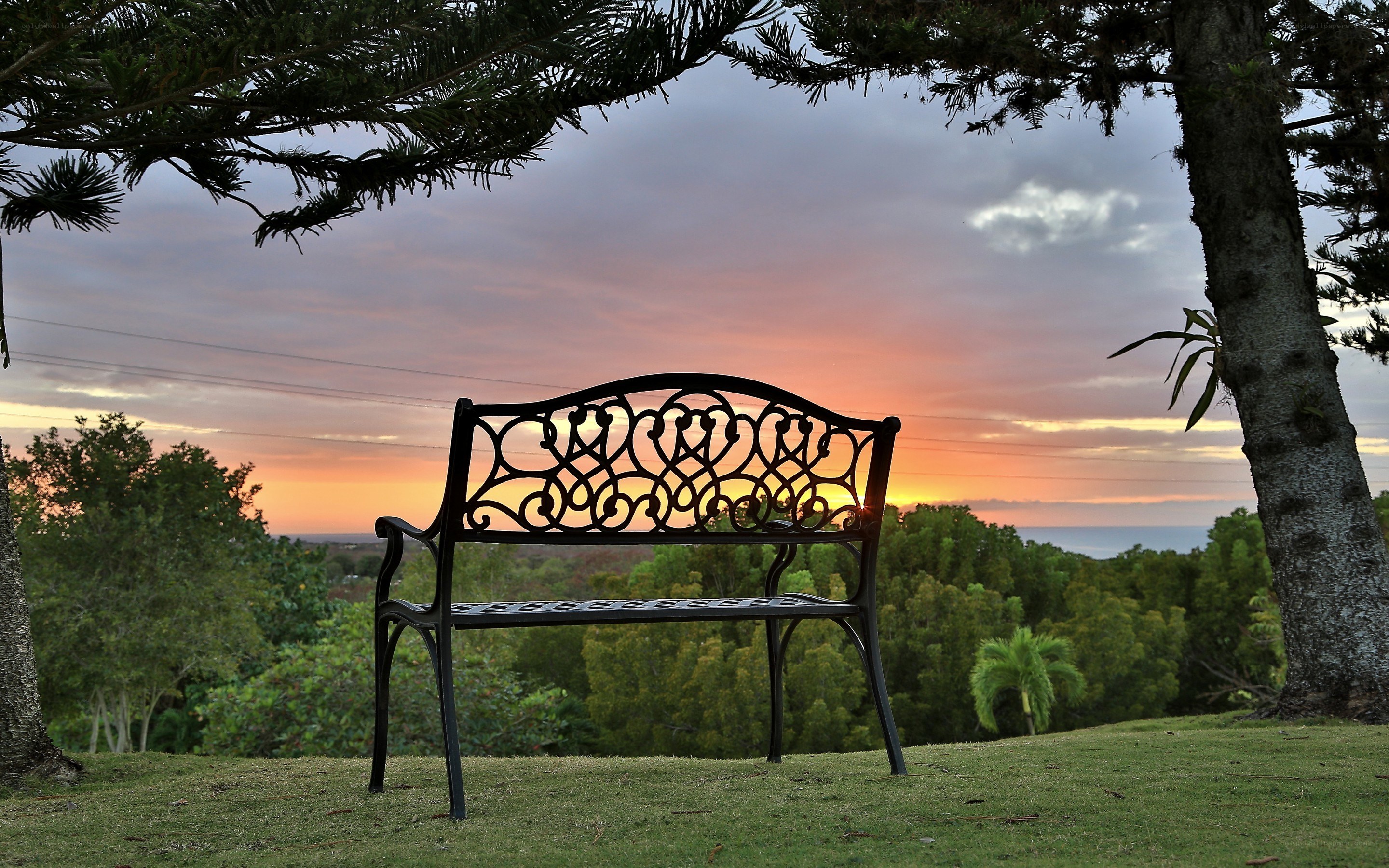 Bench overlooking sunset