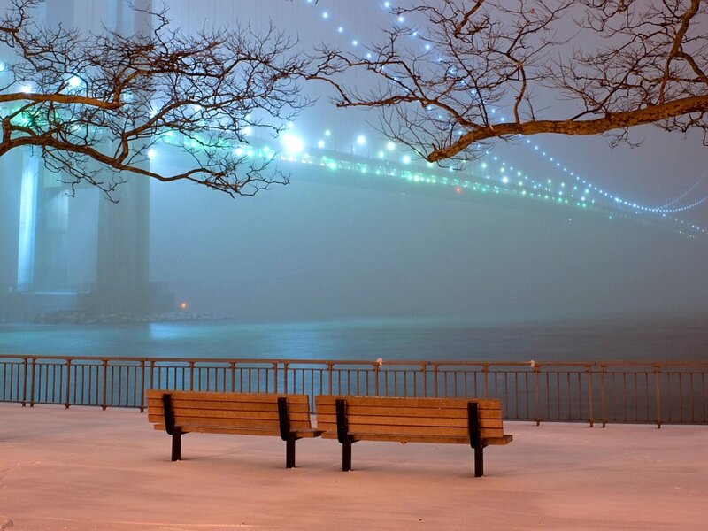 Benches by a Bridge