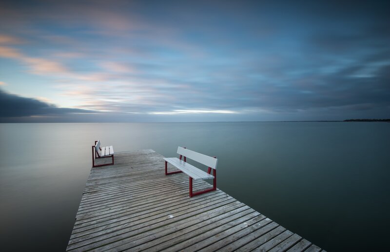 Benches on Wooden Pier