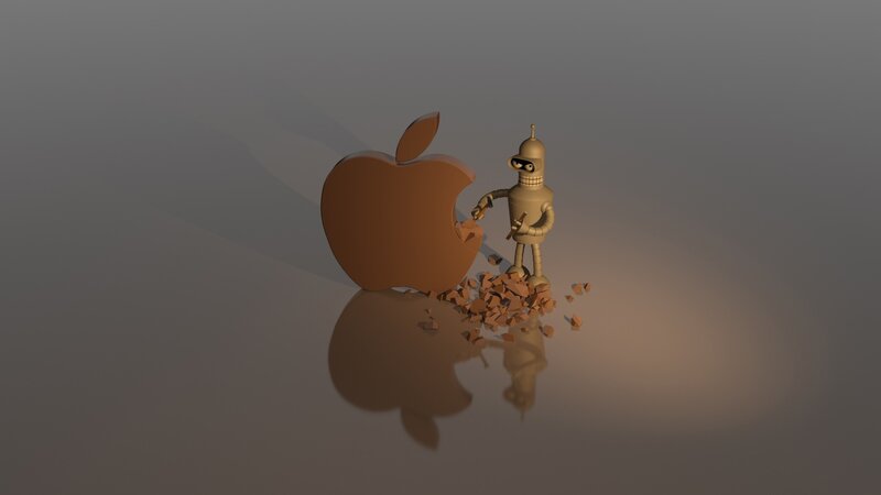 Bender breaking an apple logo