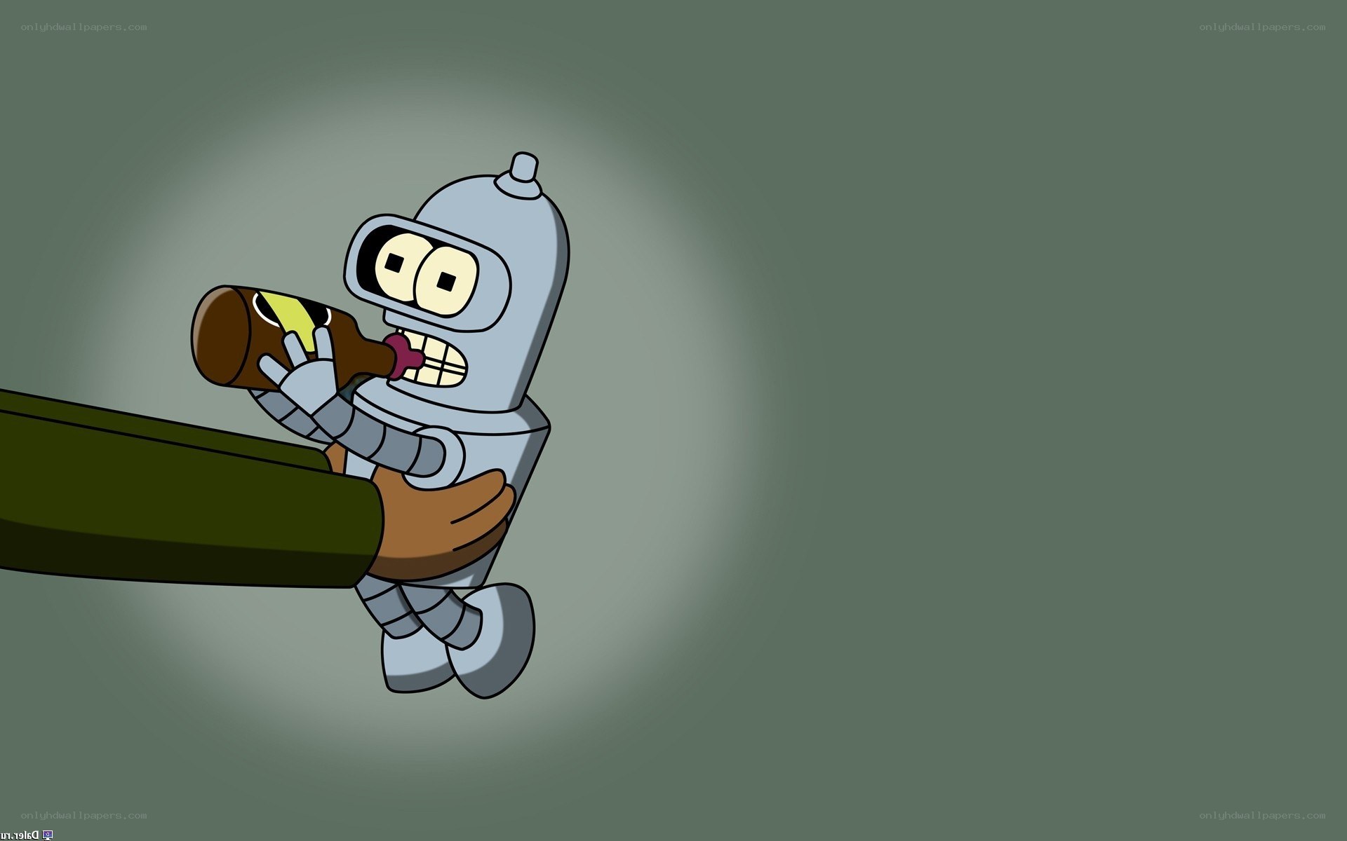 Bender drinking a bottle