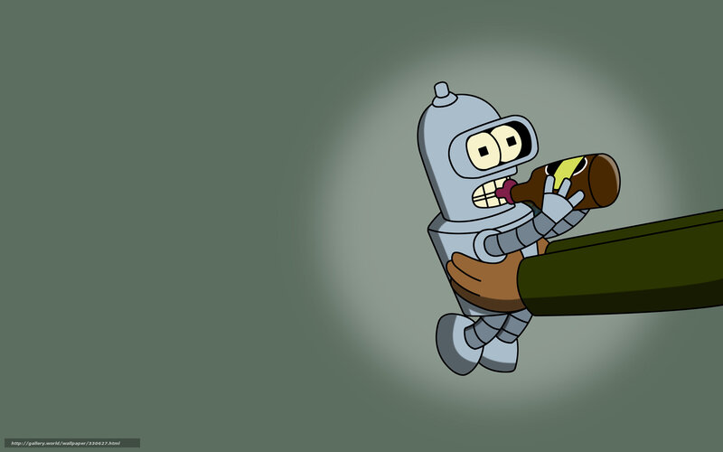 Bender drinking from a bottle