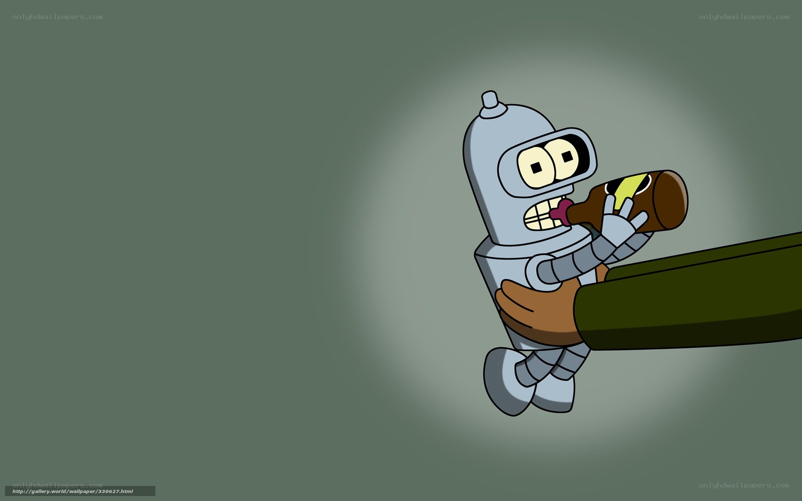 Bender drinking from a bottle