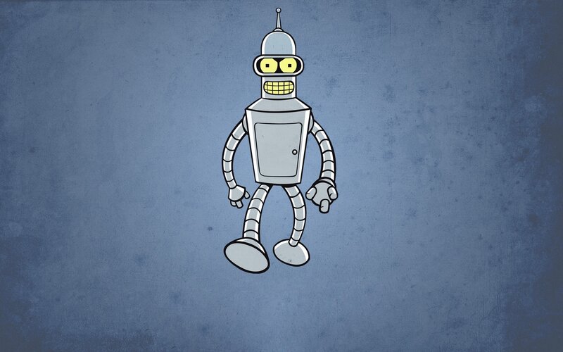 Bender Robot Character — Blue, Neutral