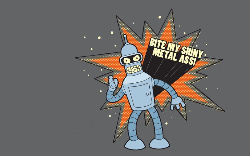 Bender Robot Character — Gray, Confident