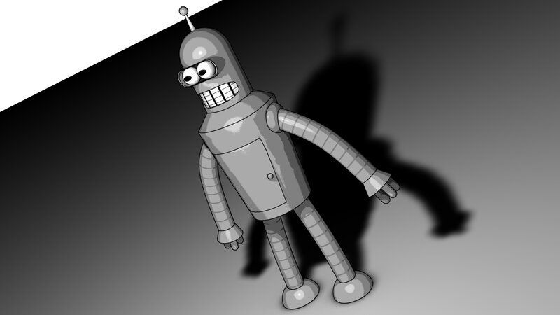 Bender Robot Character — Gray, Dramatic