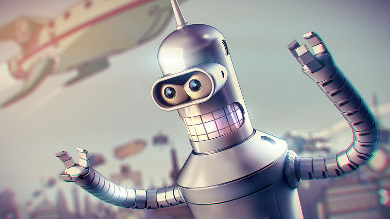 Bender Robot Character — Silver