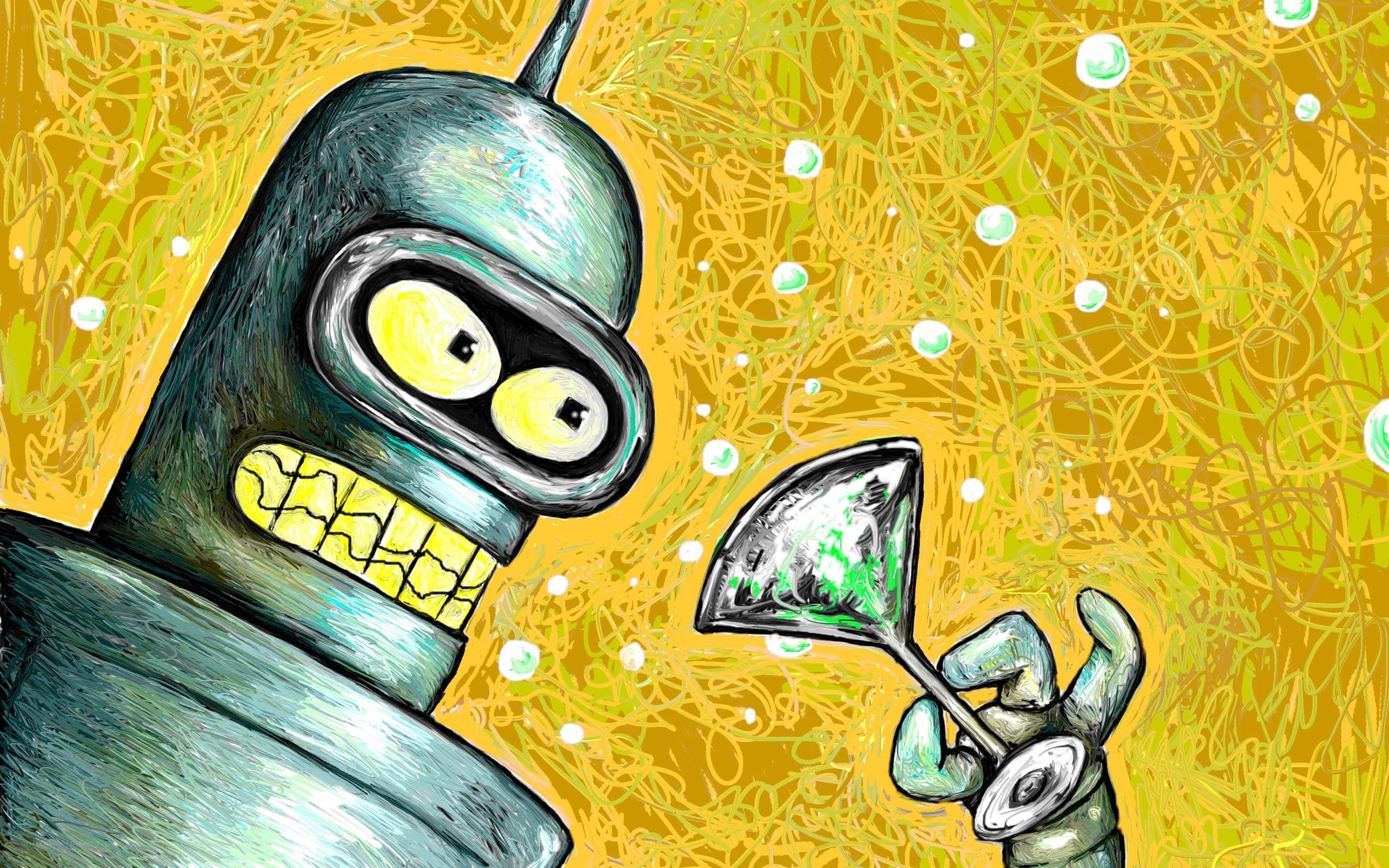 Bender with a drink