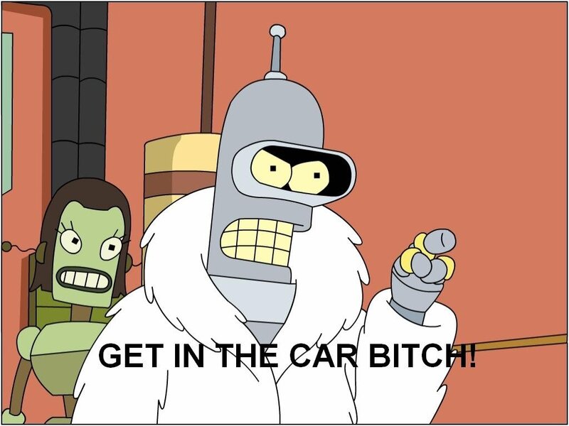 Bender yelling at a robot