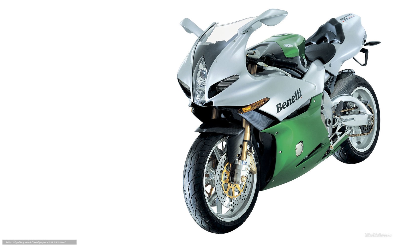 Benelli motorcycle in green and silver