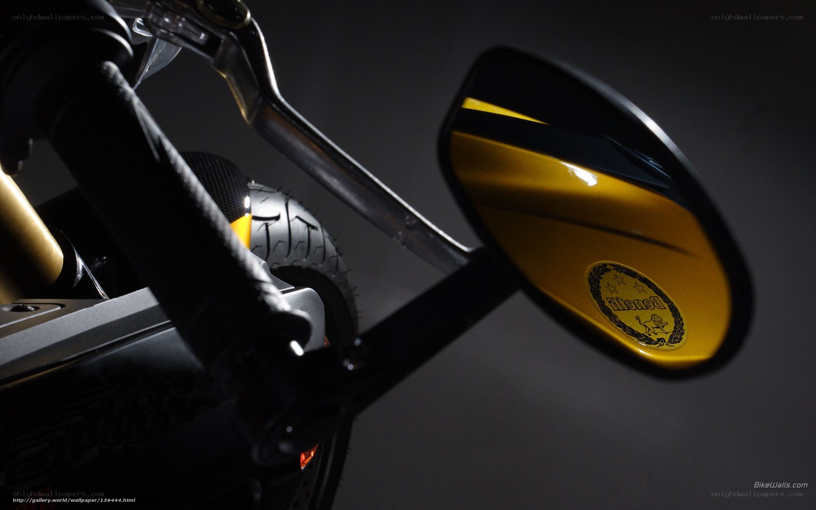 Benelli motorcycle mirror close-up
