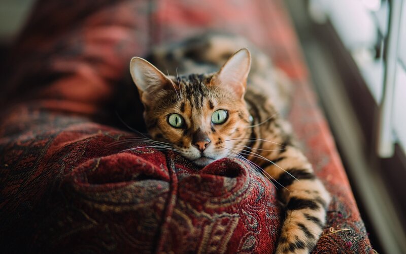 Bengal Cat on Cushion