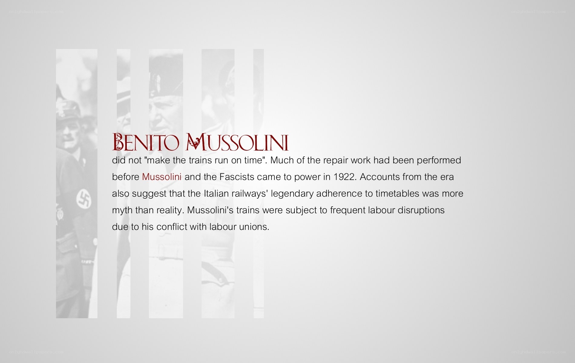 Benito Mussolini and trains