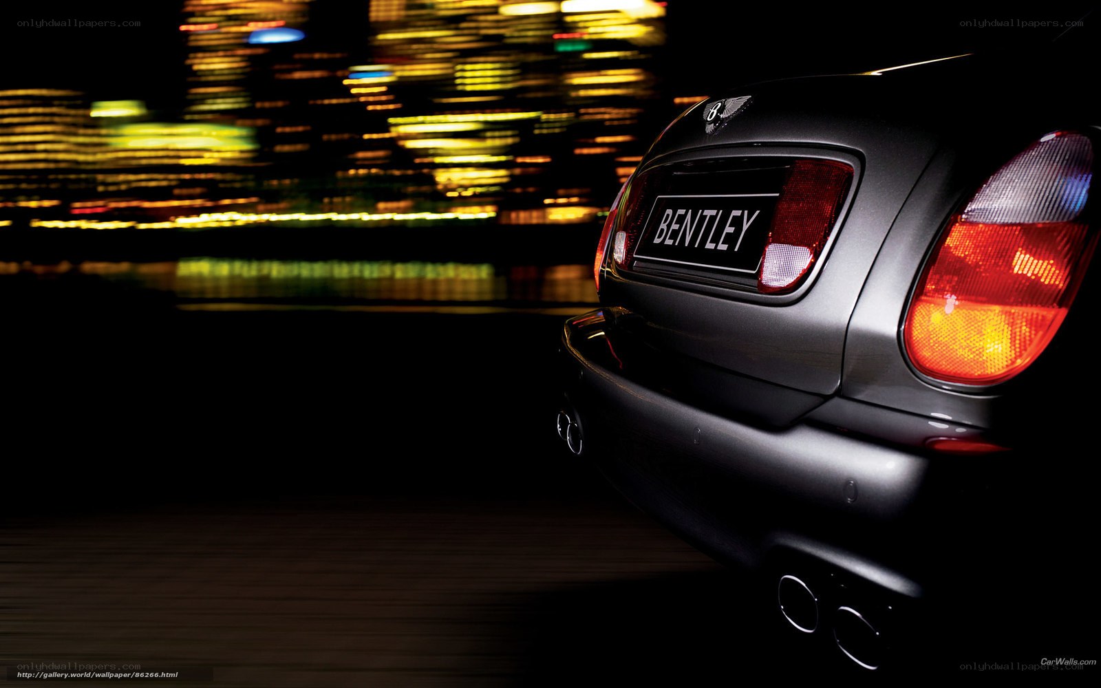 Bentley at night in city