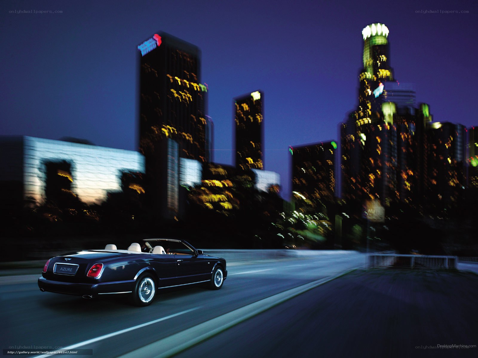 Bentley Azure convertible at night