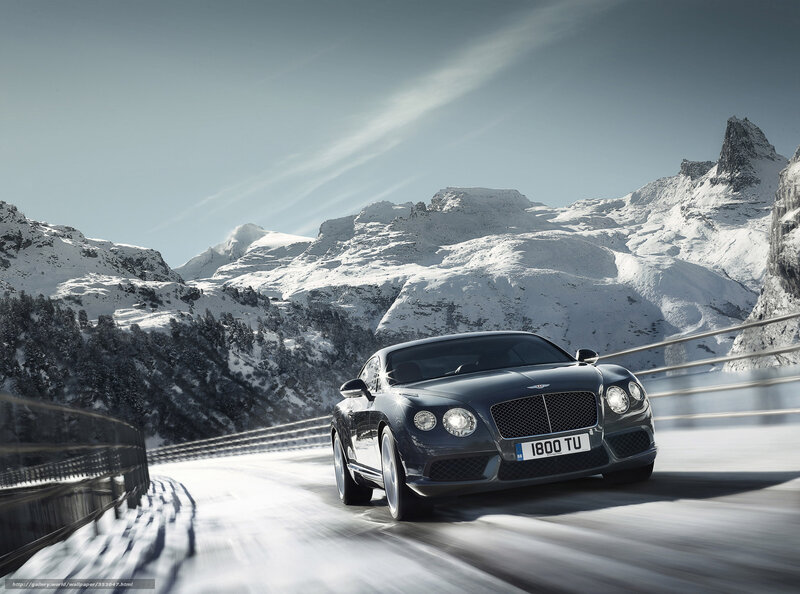 Bentley Car on Snowy Road — Gray