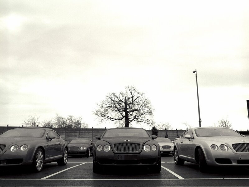 Bentley cars in a parking lot