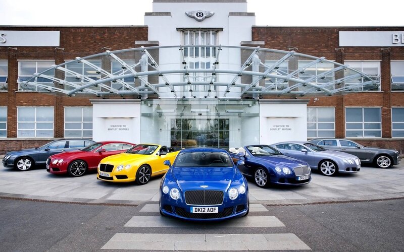 Bentley Cars in Front of Dealership