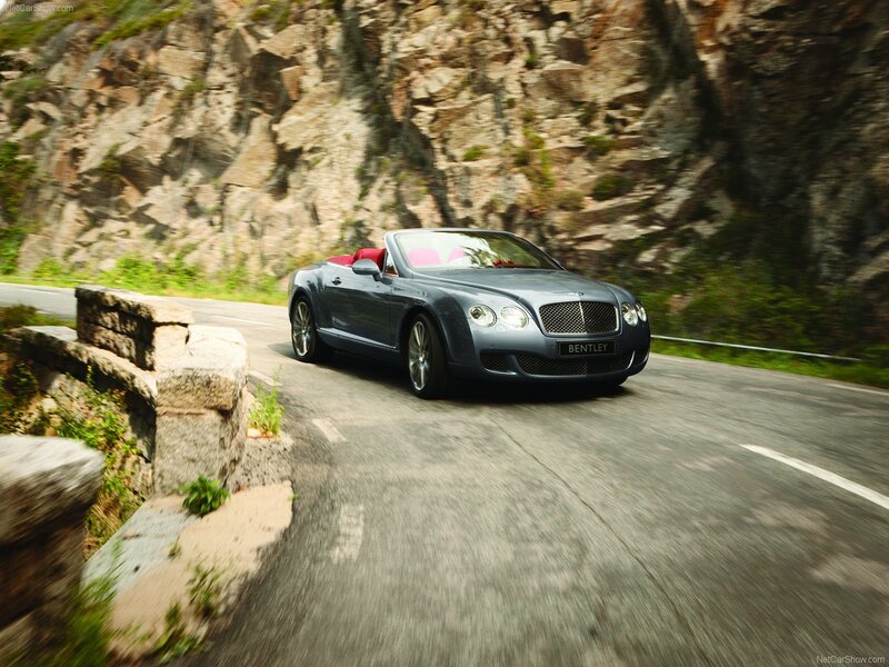 Bentley Continental GTC driving on mountain road