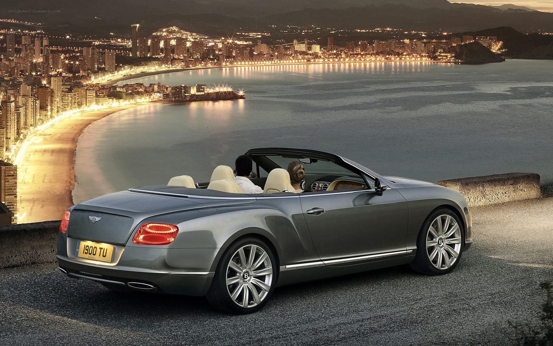 Bentley convertible at coastal city