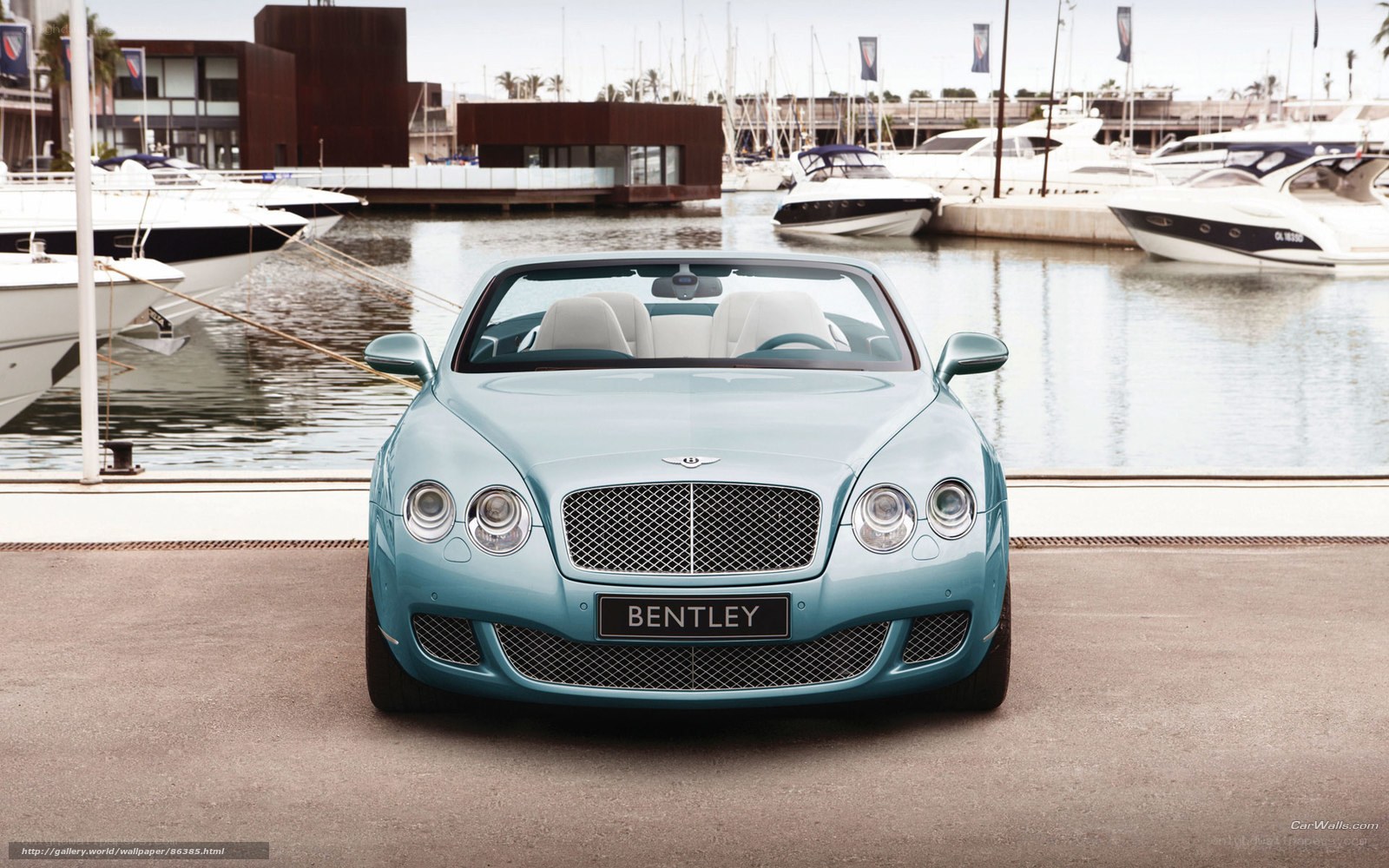 Bentley convertible at marina