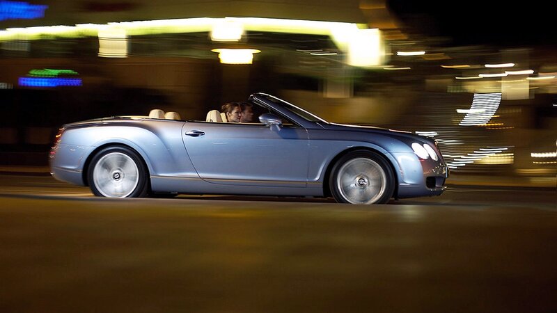 Bentley convertible at night
