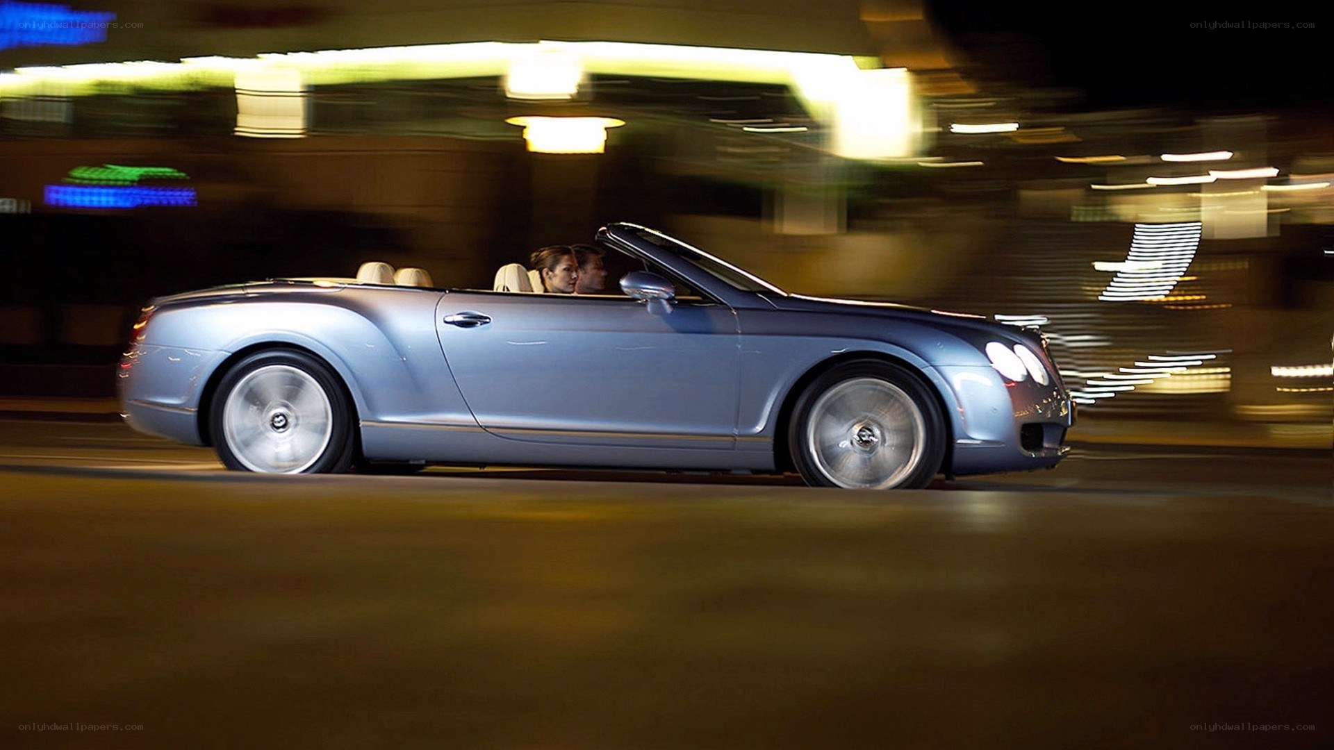Bentley convertible at night
