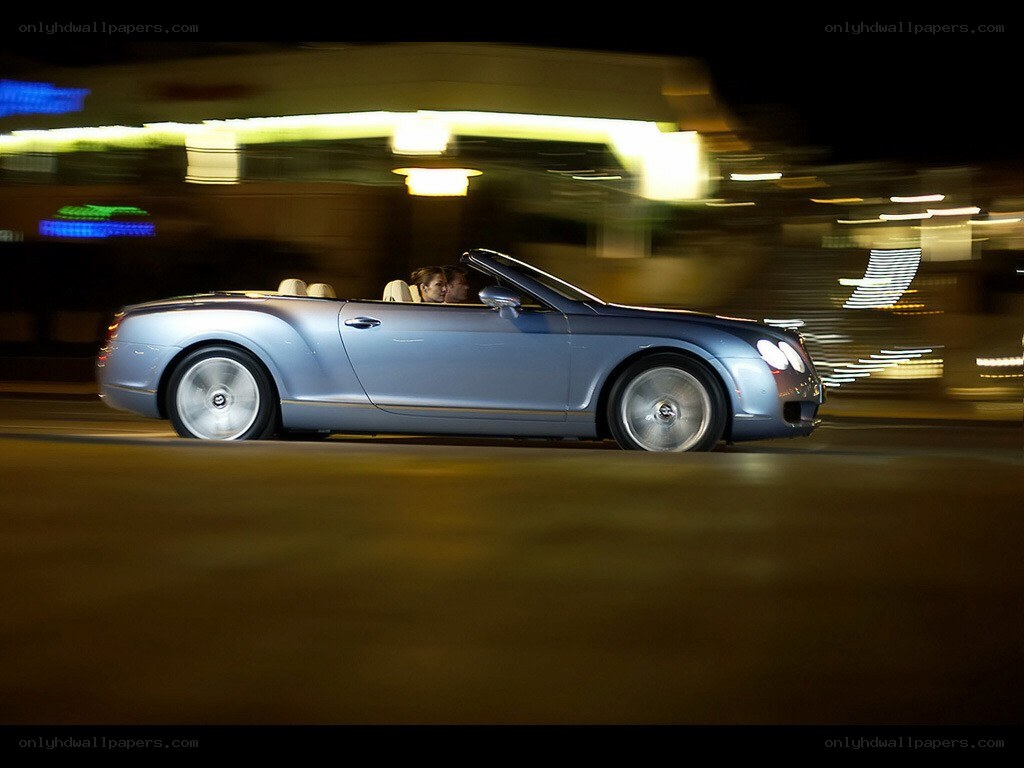 Bentley convertible at night