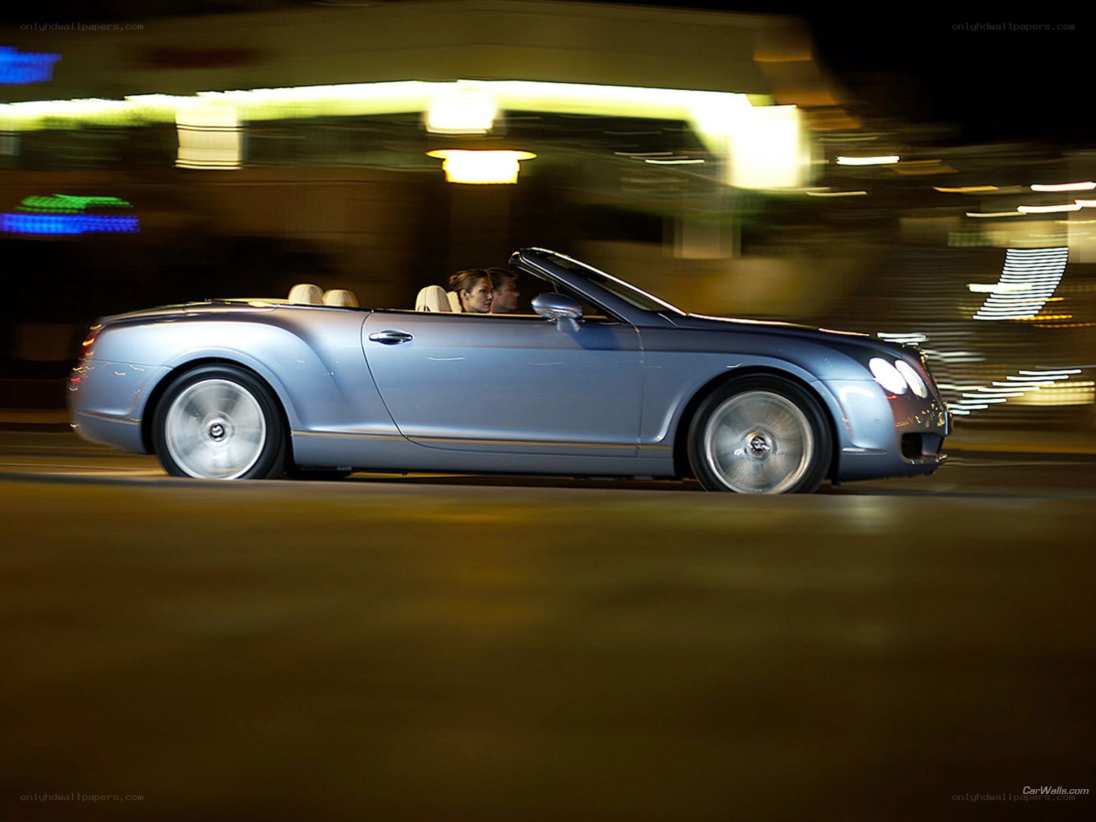 Bentley convertible at night