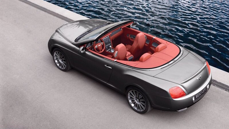 Bentley convertible by the water