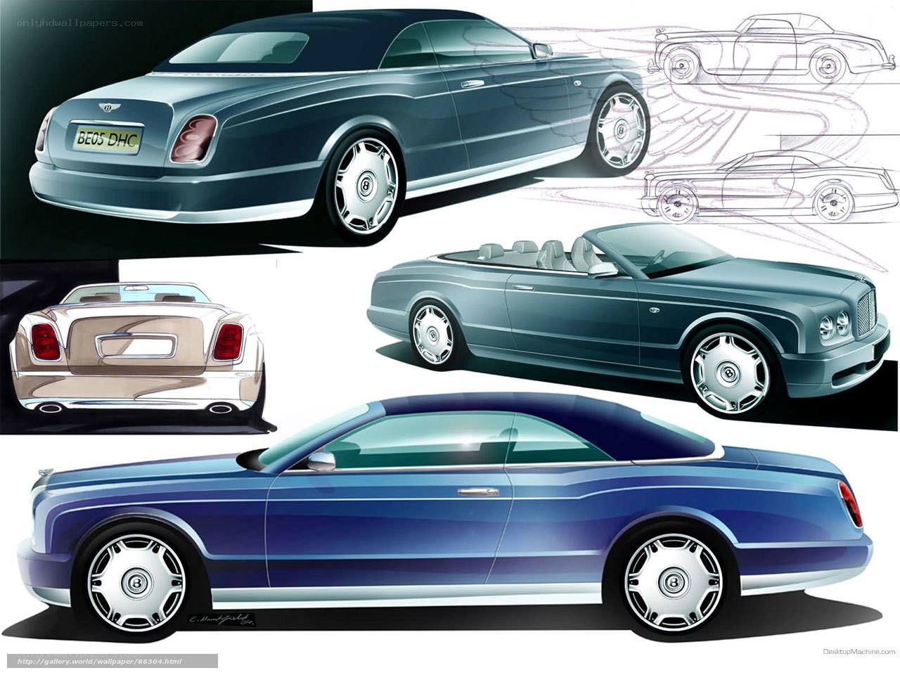 Bentley convertible design sketches