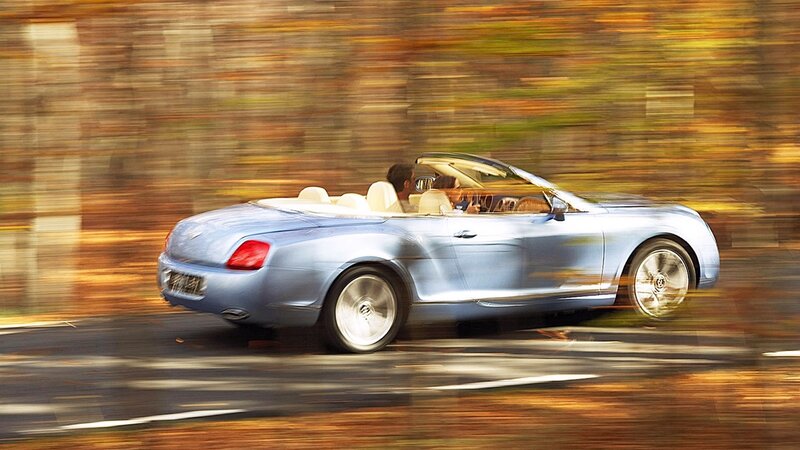 Bentley convertible in motion