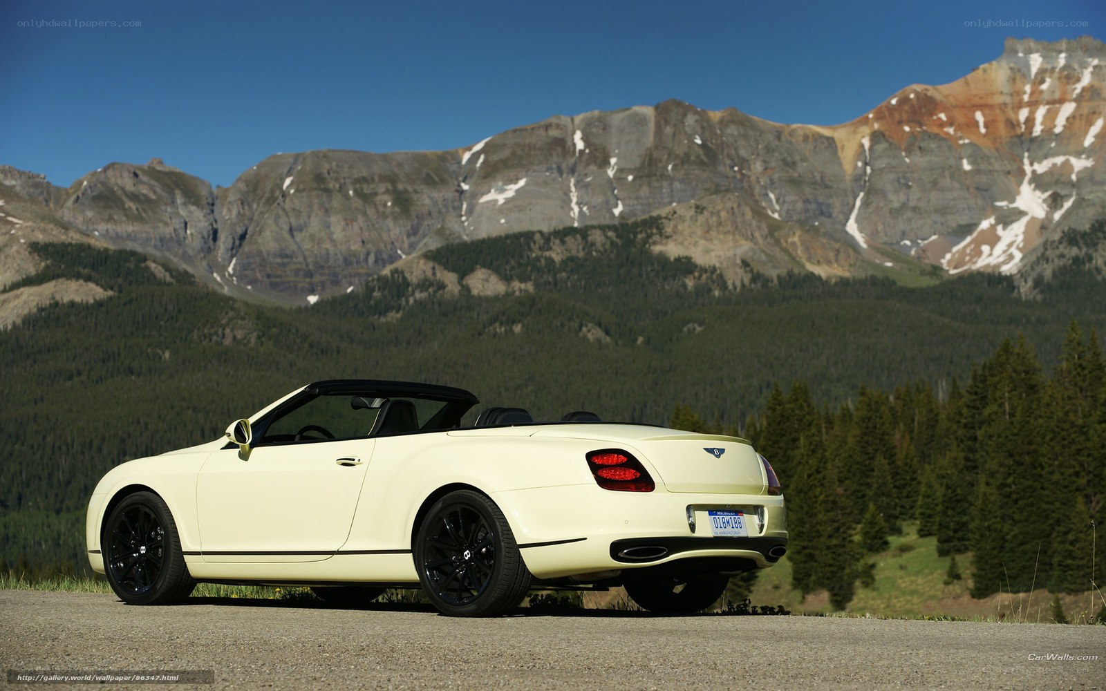 Bentley convertible in mountains