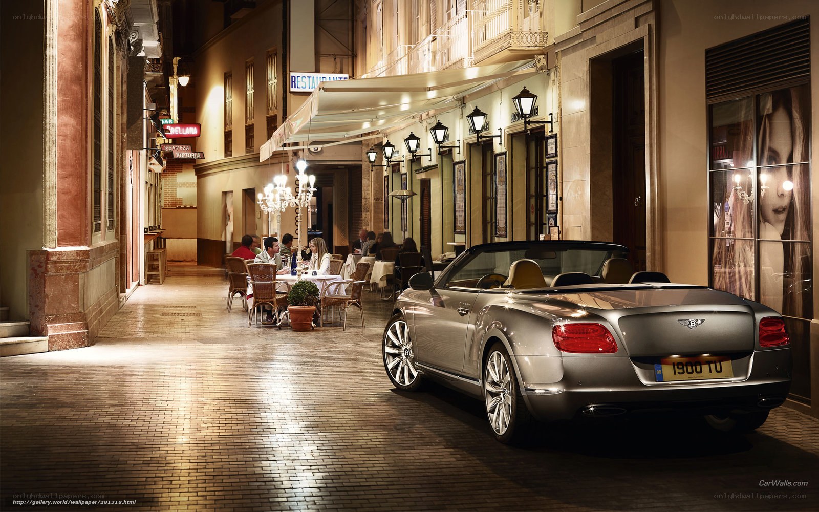 Bentley convertible on a city street