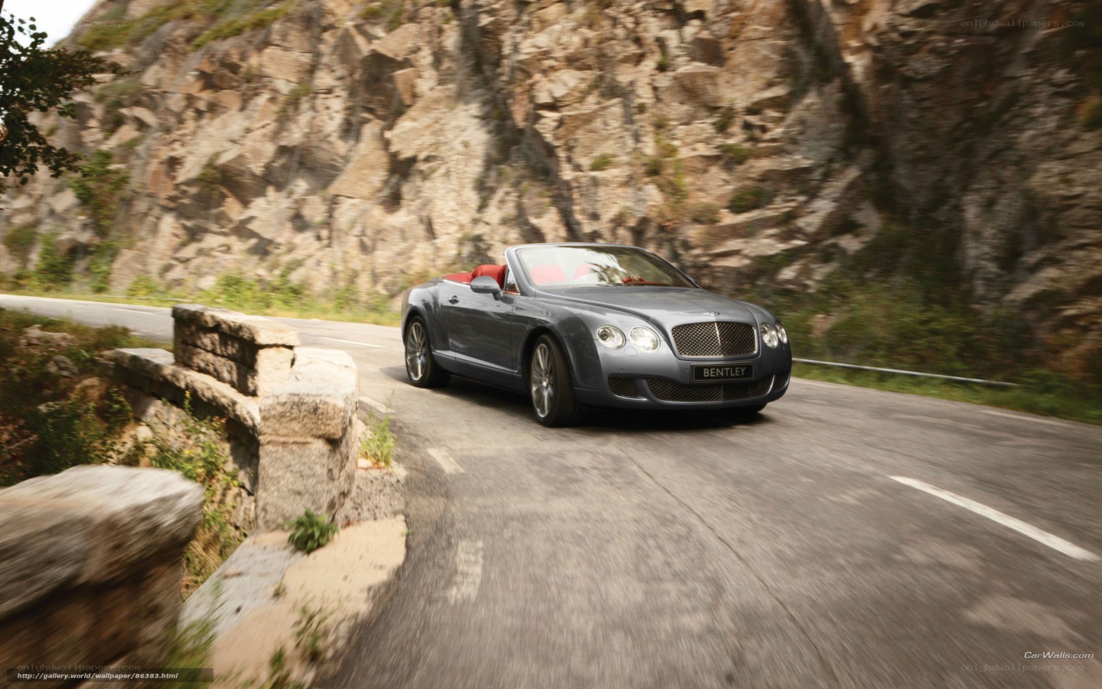 Bentley convertible on mountain road