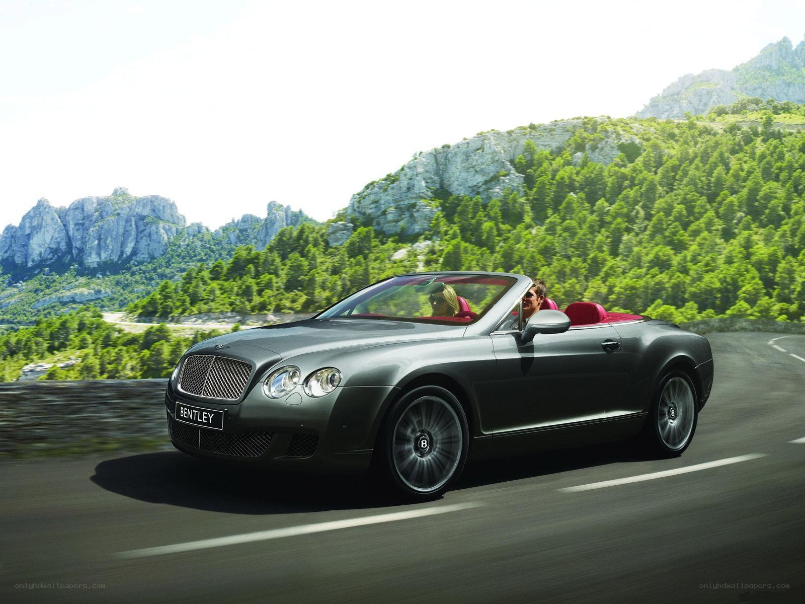 Bentley convertible on mountain road