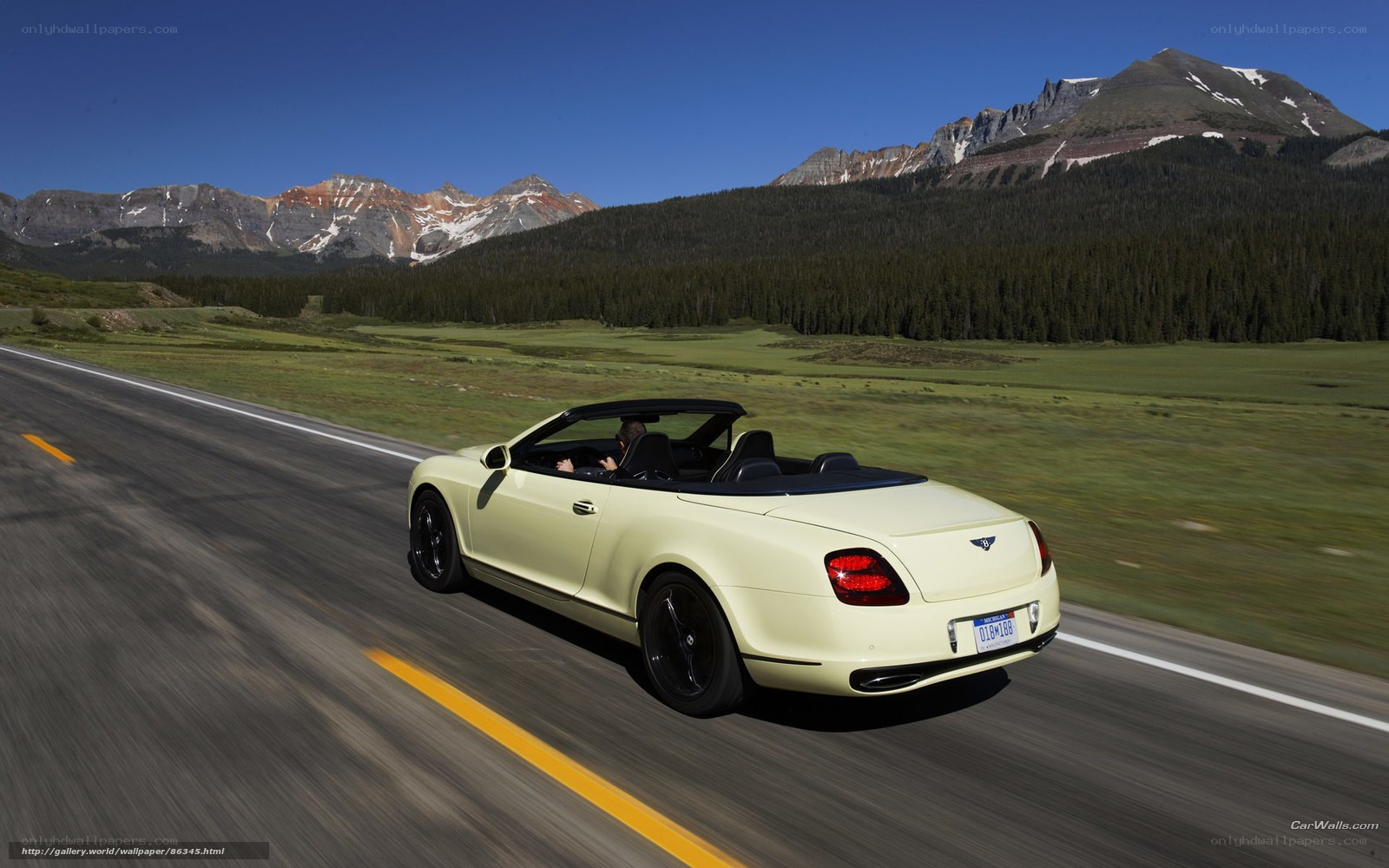 Bentley convertible on mountain road