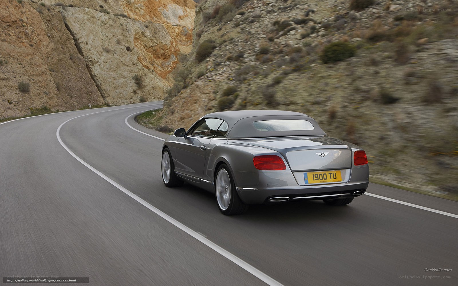 Bentley convertible on winding road