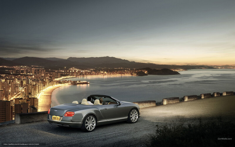 Bentley convertible overlooking city
