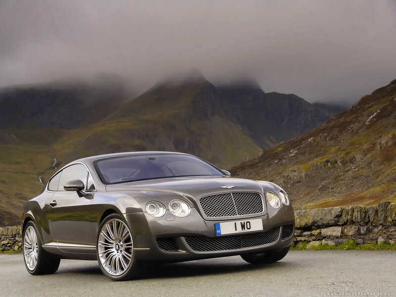 Bentley coupe on mountain road